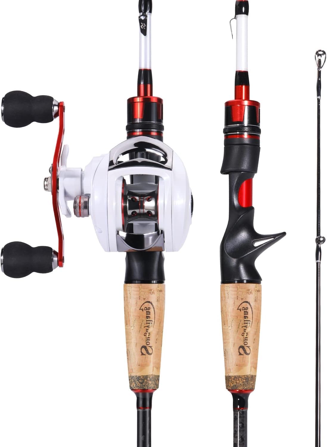 Sougayilang Casting Fishing Rod and Reel Combo, 1.8m/2.1m MH Fishing Pole with Baitcasting Reel Combo, 2-Section Baitcaster Combo-18JYB-L