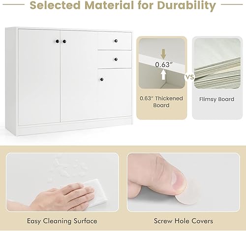 Miniatura 5 de PETSITE Armario de bufé aparador de cocina con armarios de almacenamiento y cajones moderno Credenza Coffee Bar Servidor mesa de mesa para entrada