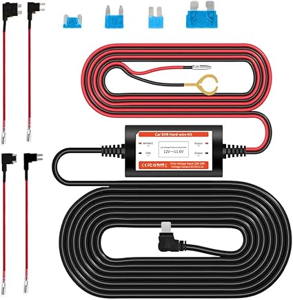 Amazon Azdomeドライブレコーダー用 降圧ケーブル Mini Usb電源直結コード 24時間の駐車監視に適用 ４種ヒューズ アダプタ 1クローバー付属 過電流電圧保護 電圧監視機能付 2 5a 5v輸出 ドラレコレーダー 探知機 Gps対応 約3 5m長さ ドライブレコーダー