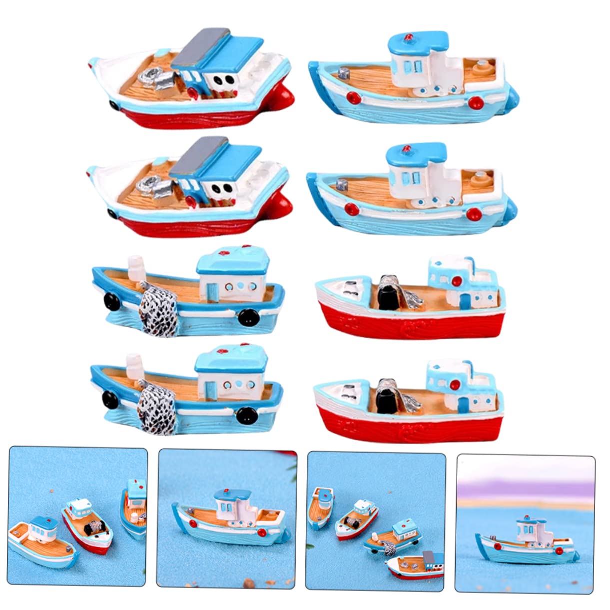 Miniature Barche In Stile Mediterraneo Per Casa Delle Bambole – Set Da 2: Peschereccio E Yacht – Resina Dettagliata – Decorazione Nautica