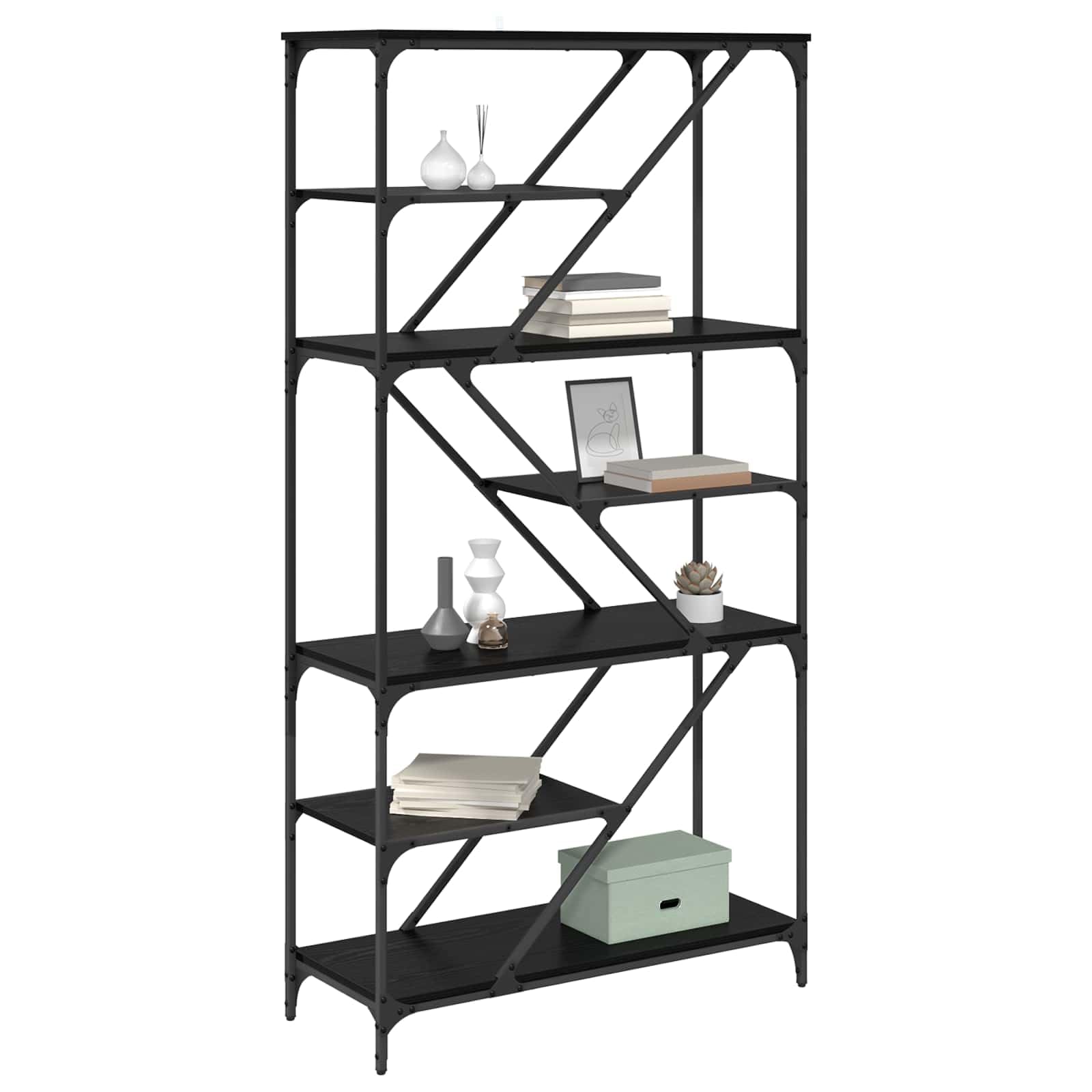 Libreria a 9 ripiani, 91 x 36 x 176 cm, in legno, organizer da parete, divisorio per soggiorno, ufficio, cameretta dei bambini