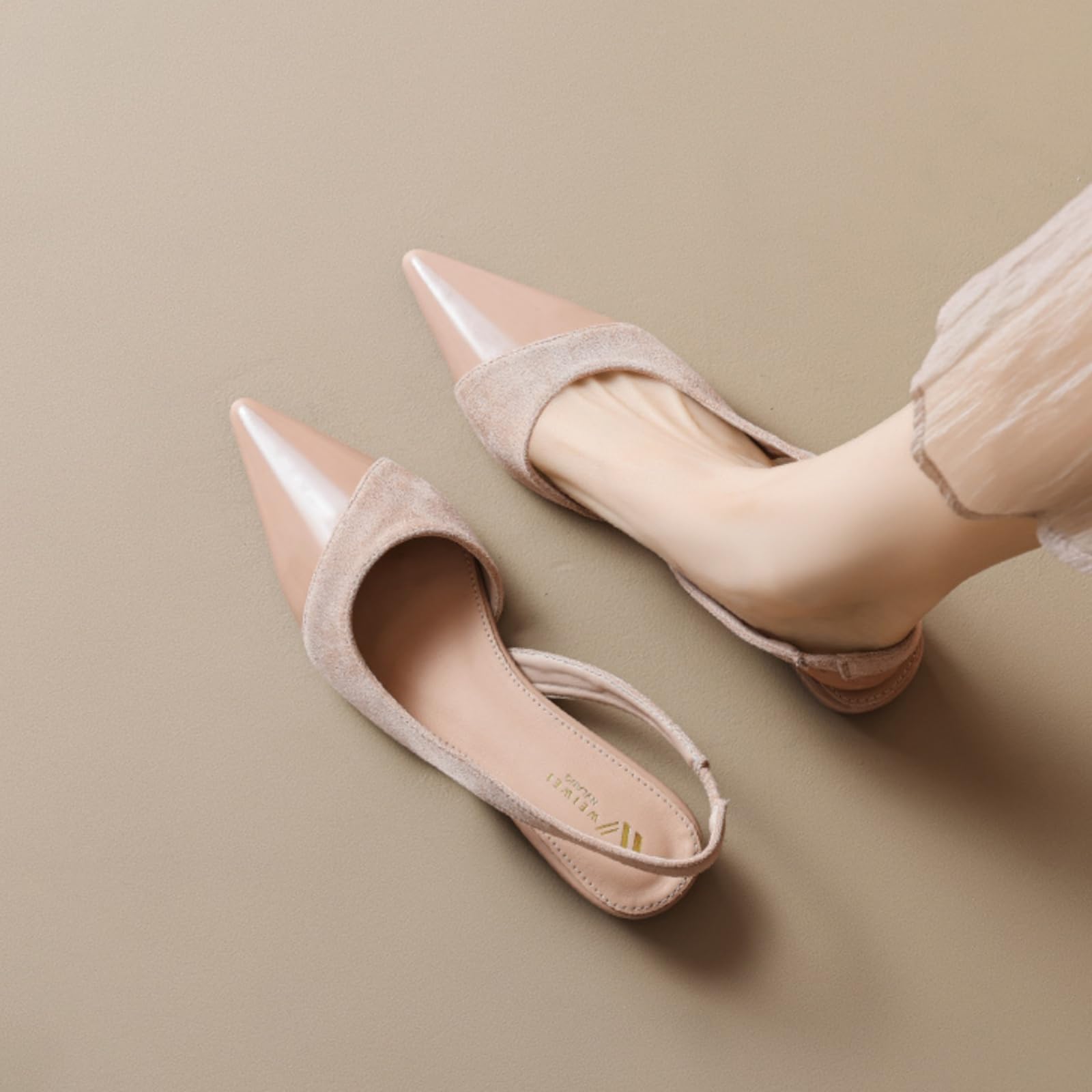 Damskie Czółenka Slingback Z Ostrym Noskiem, Niski Obcas, Mary Jane Z Regulowanym Paskiem, Wygodne Buty Eleganckie Na Spotkania Biznesowe, Wesela I Imprezy