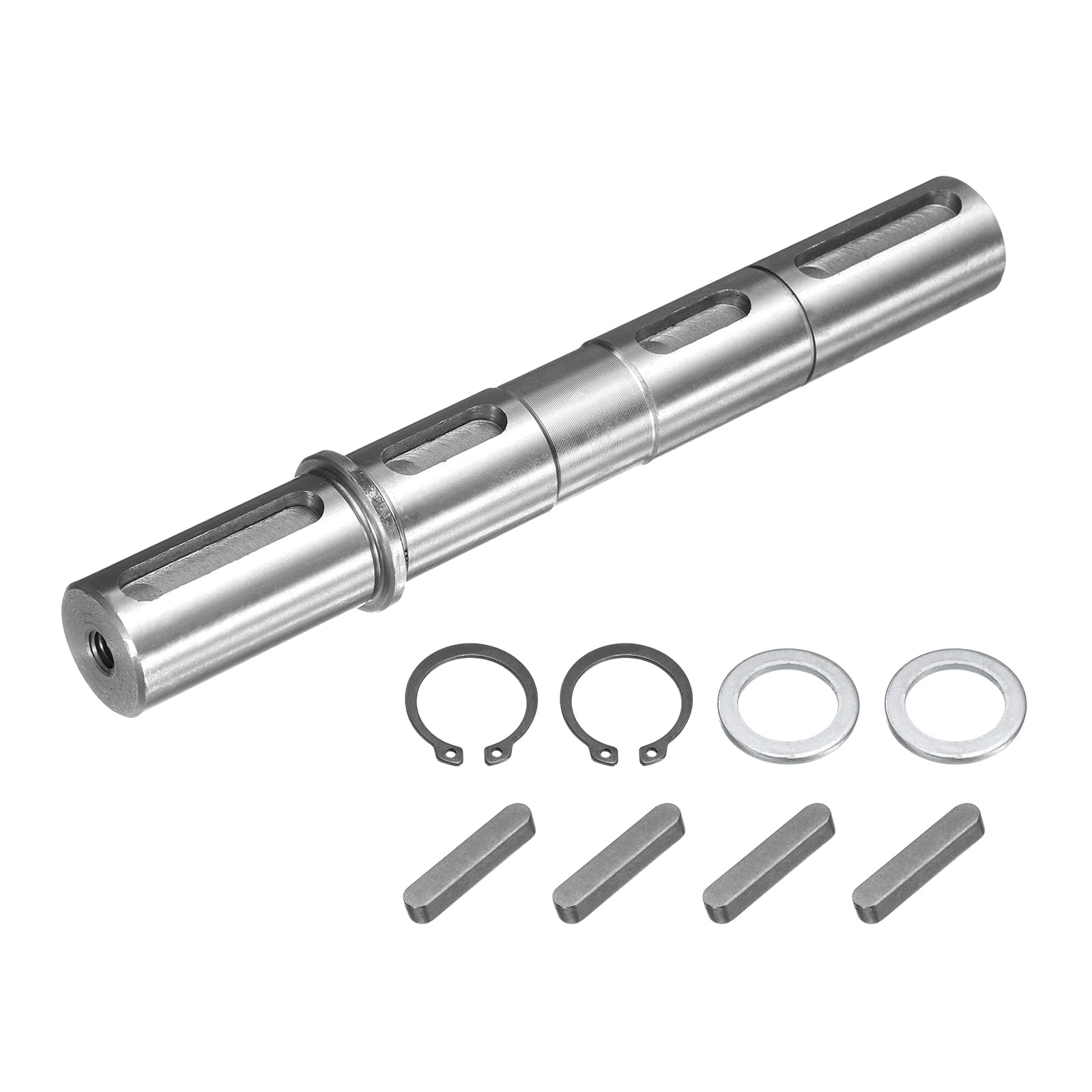sourcing map Double arbre de sortie, diamètre 25 mm, longueur 198 mm, arbre de sortie en acier allié à faible bruit avec joints en S pour réducteur de vis sans fin NMRV050