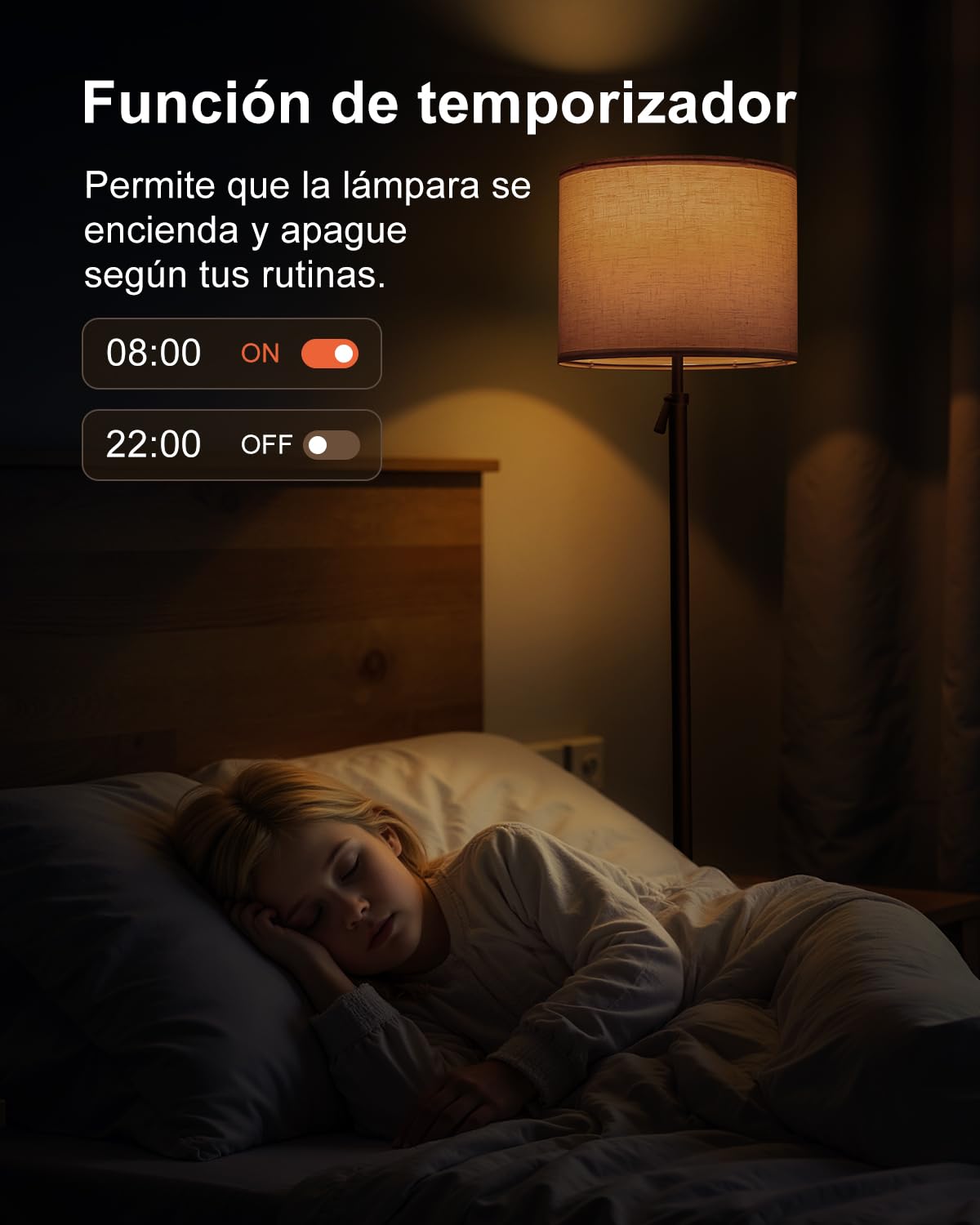 DUSKTEC Lámpara de Pie Inteligente para Salón,Compatible con Alexa y App,Cambio de color RGB, Regulable 1-100%,Blanco 2700-6000K,Sincronización con Música,Altura Ajustable 10W 1200LM, Pantalla de Lino
