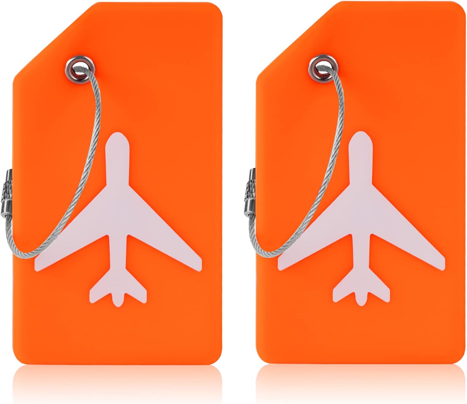 Flintronic 2 PCS Luggage Tags, Silicone Baggage Labels, Suitcase ID Tag Set, Handbag Tag Labels Travel Accessories for Checked Luggage, Hand Luggage and Handbags - Orange