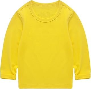 Camisolas infantis de tamanho pequeno para meninas, algodão macio, gola redonda, gola redonda, manga comprida,