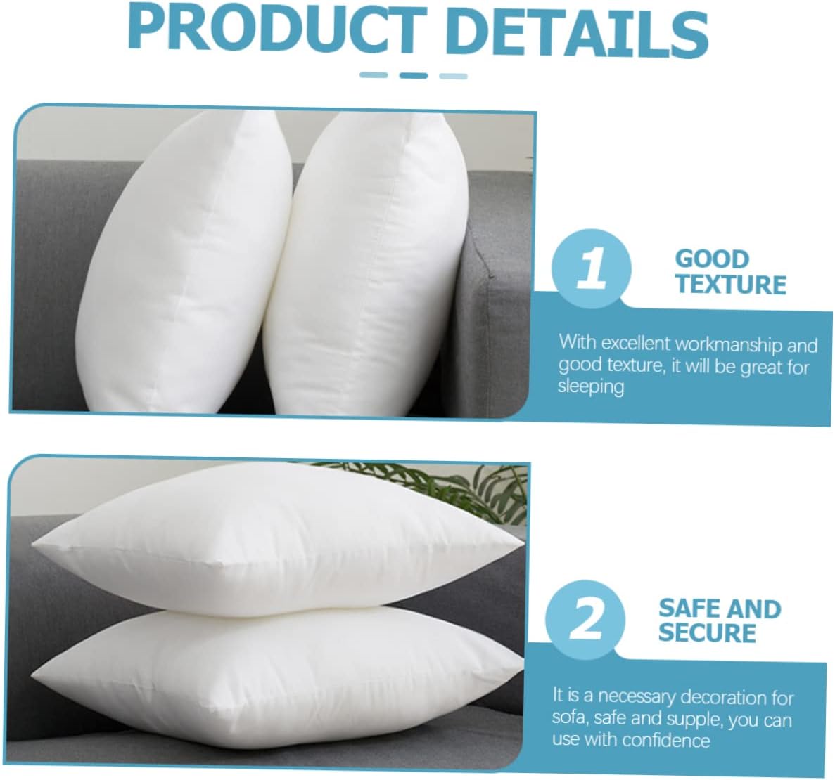 2pcs Pillow Inserts Decorative Throw Pillow Inserts Geometric Fillers Core Outdoor Cushion