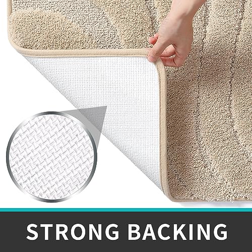 DEXI Bathroom Mat 40 x 60 cm, Non Slip Bath Mat, Absorbent Washable Bathroom Rug, Soft Microfiber Bath Mats for Bathroom Floor, Shower Room, Sink, Tub, Beige - Image 6