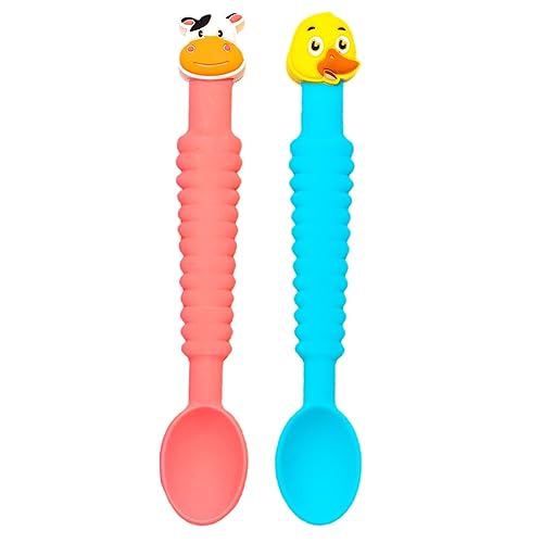 Miniatura 9 de Cuchara de silicona 3 en 1 para bebé de alimentación autónoma durante más de 6 meses, cuchara mordedor pediátrica diseñada por OT, utensilios para