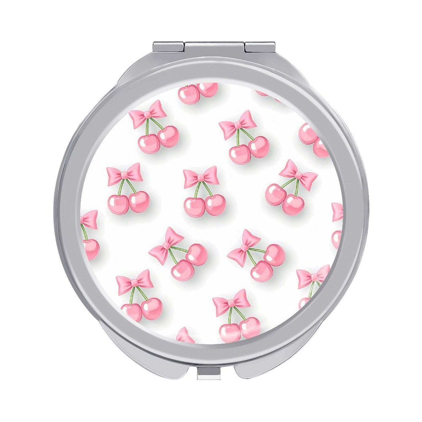 VstaDank Cute Bow Makeup Mirror Beautiful Compact Makeup Mirror Silver Mirrors Surface Folding Makeups Lightweight Travel Makeups Mirrors for Suitable Handbag and Purses