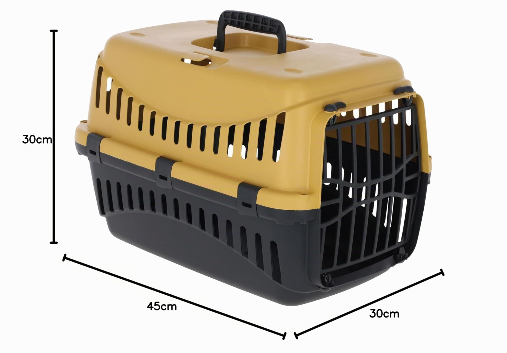 Kerbl Pet Cage de Transport Expedion, Miel/Noir, 45 x 30 x 30 cm, Cage pour Chien, Cage pour Chat, Transport pour Chien, Plastique, Petits Chiens, Chats