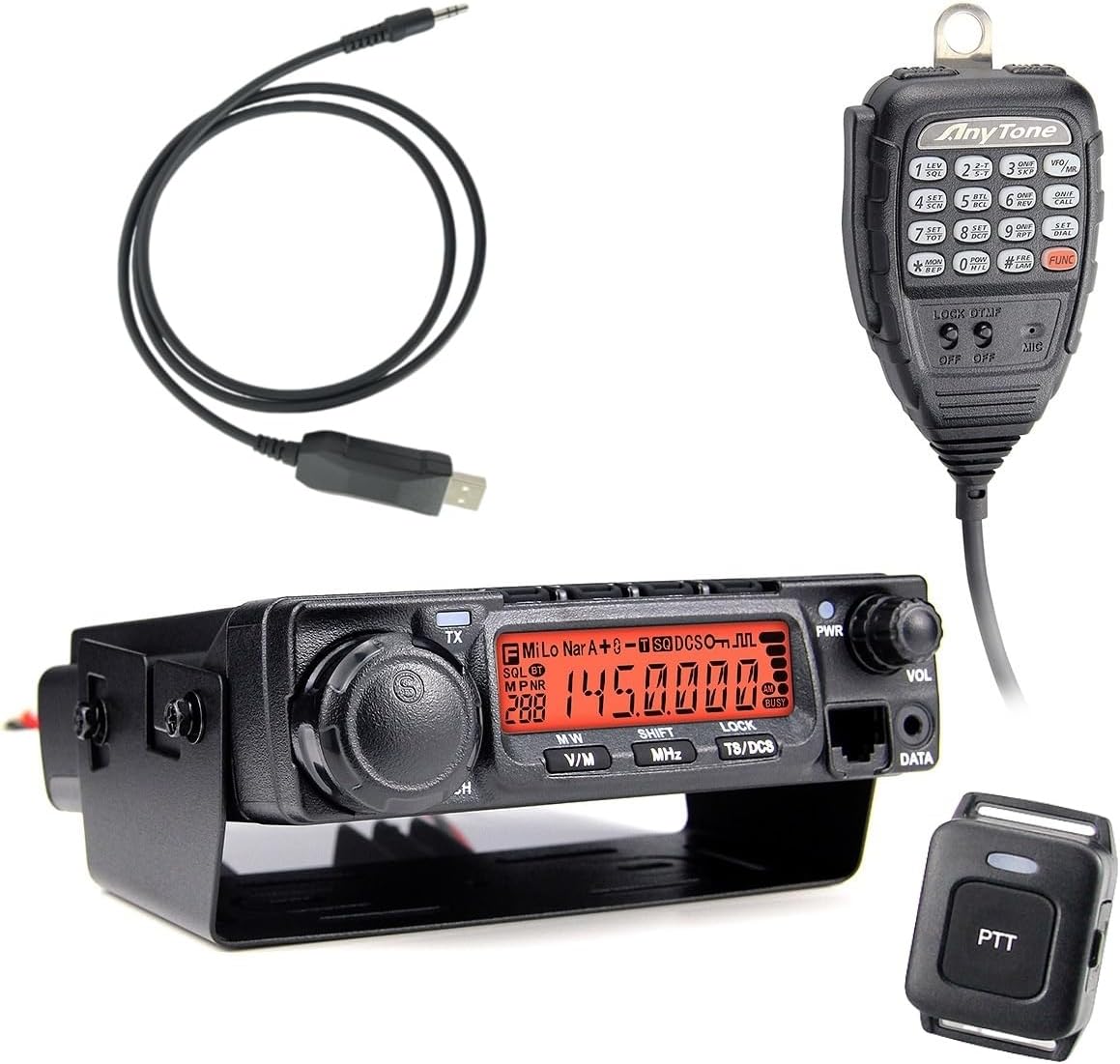 AnyTone AT-588Max VHF Radio + Wireless PTT + USB Cable