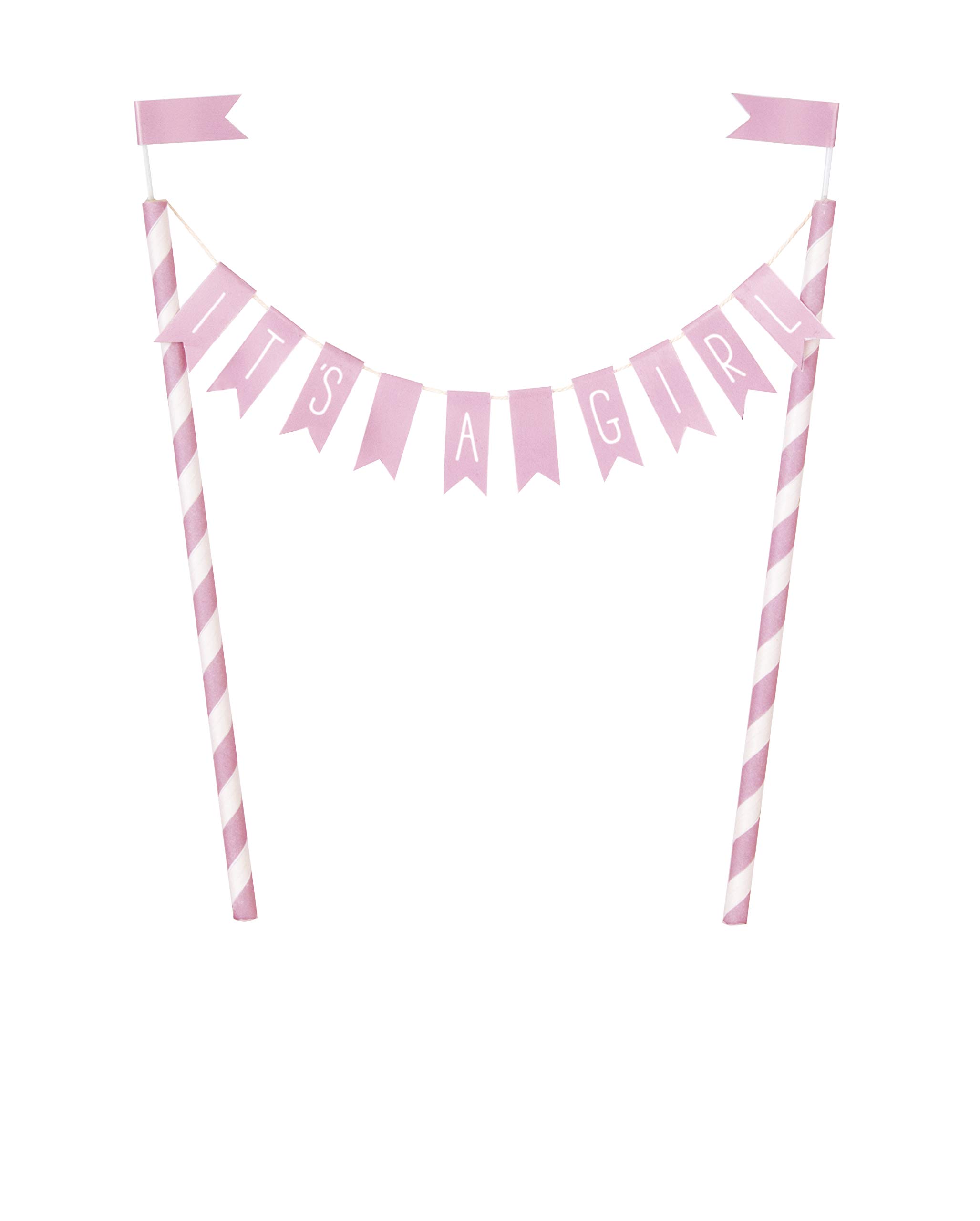 Unique Party 73370 Pink Hearts Baby Shower Bunting Cake Topper