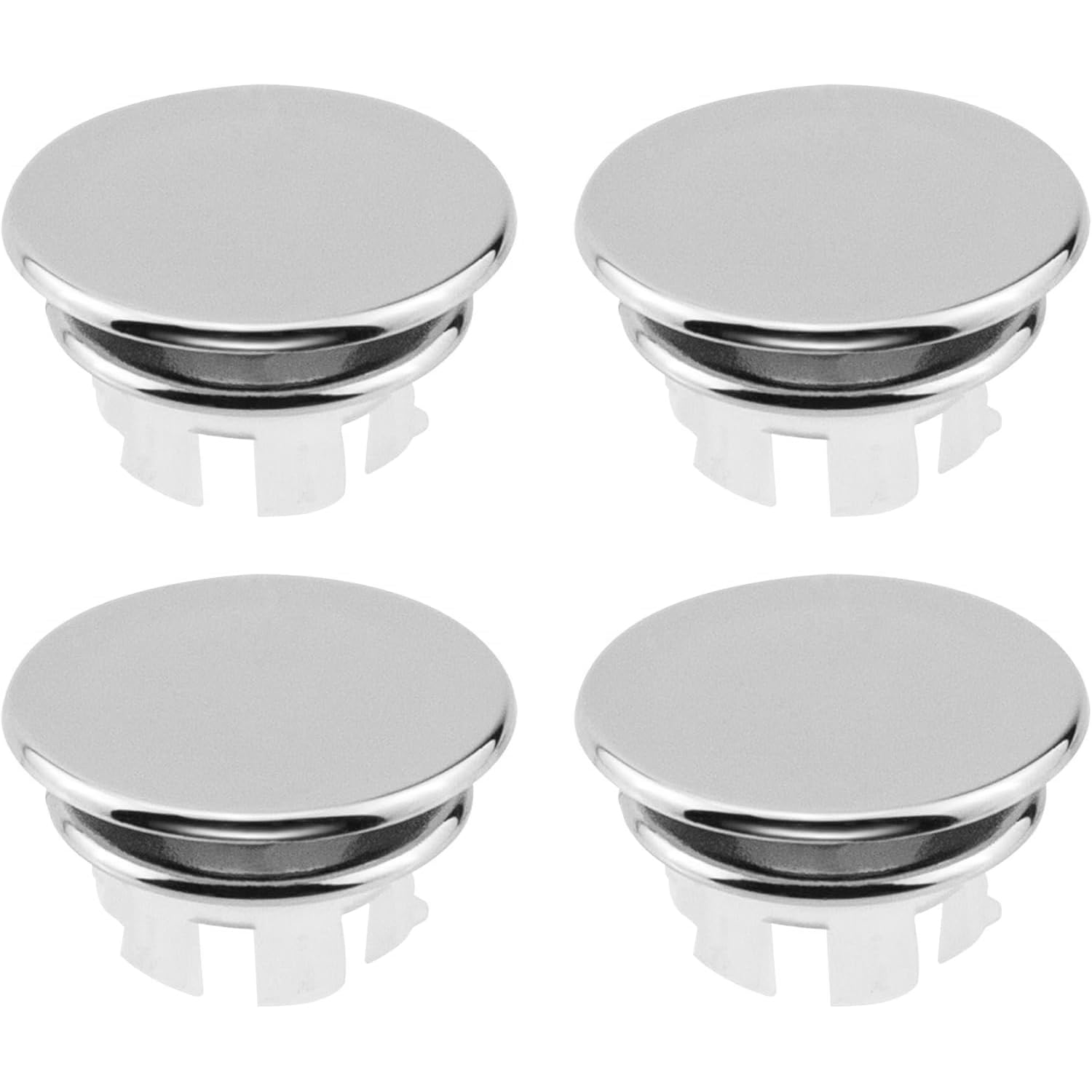 Juego de 4 cubiertas de desbordamiento para fregadero, anillo de desbordamiento redondo para lavabo y accesorios de bañera para fregadero de baño (plateado)