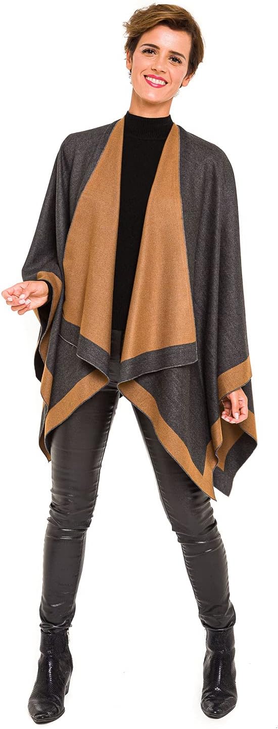 Women's Shawl Wrap Poncho Ruana Cape Cardigan Sweater Open Front for Travel Flight Cruises - Image 5
