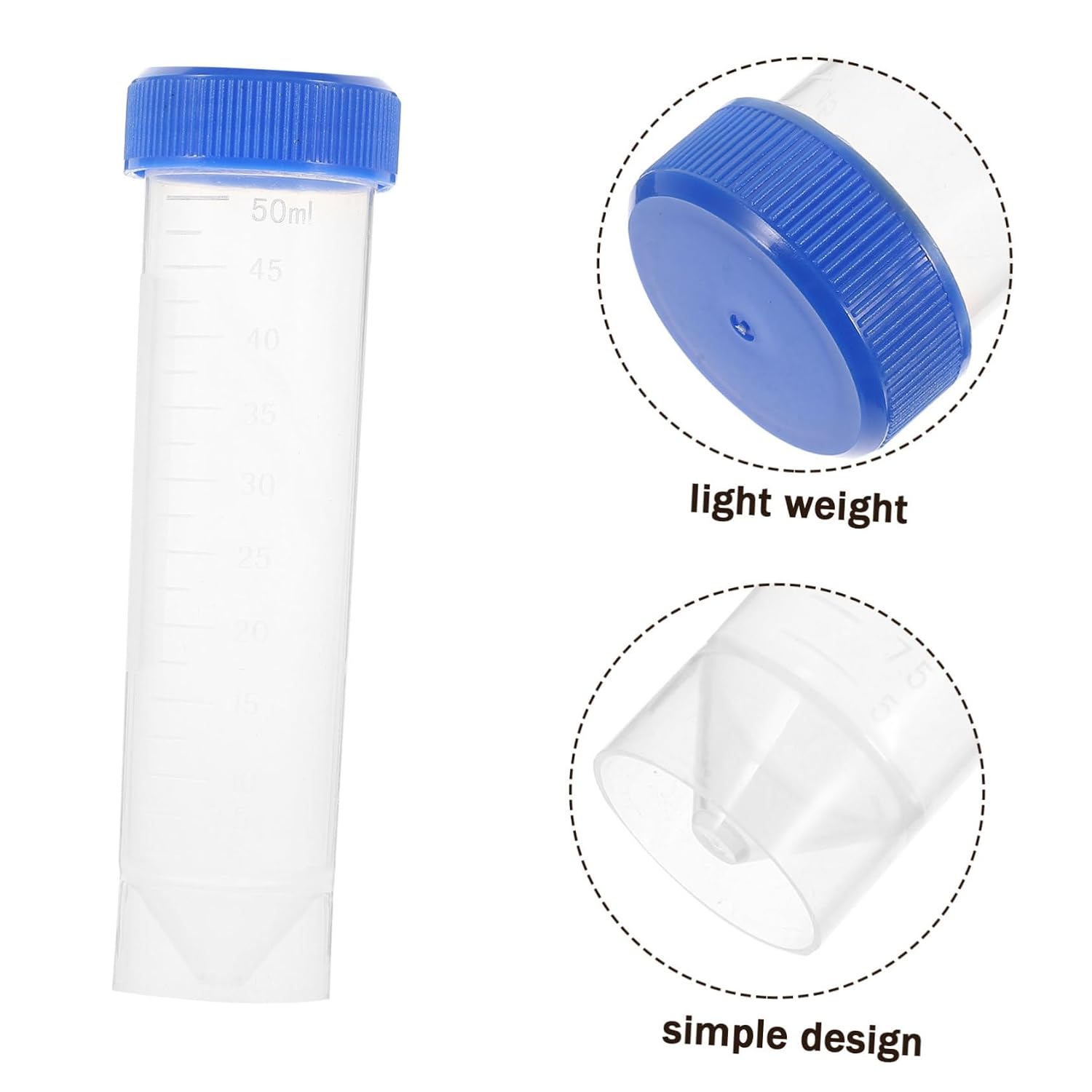 50pcs Laboratory Tubes Plastic Screw Cap Tubes Easy Use Leakproof Safe for Molecular Biology