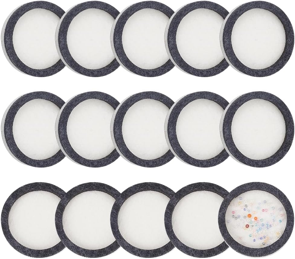 BENECREAT 15Pcs Round Felt Bead Design Boards, 1.55Inch Dark Gray Felt Beading Mat DIY Beading Boards Storage Tray for Jewelry Making, Beading Supplies, 8mm Thickness