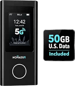 PocketFi 5G Mobile Hotspot for Travel with 50GB U.S. Starter Data