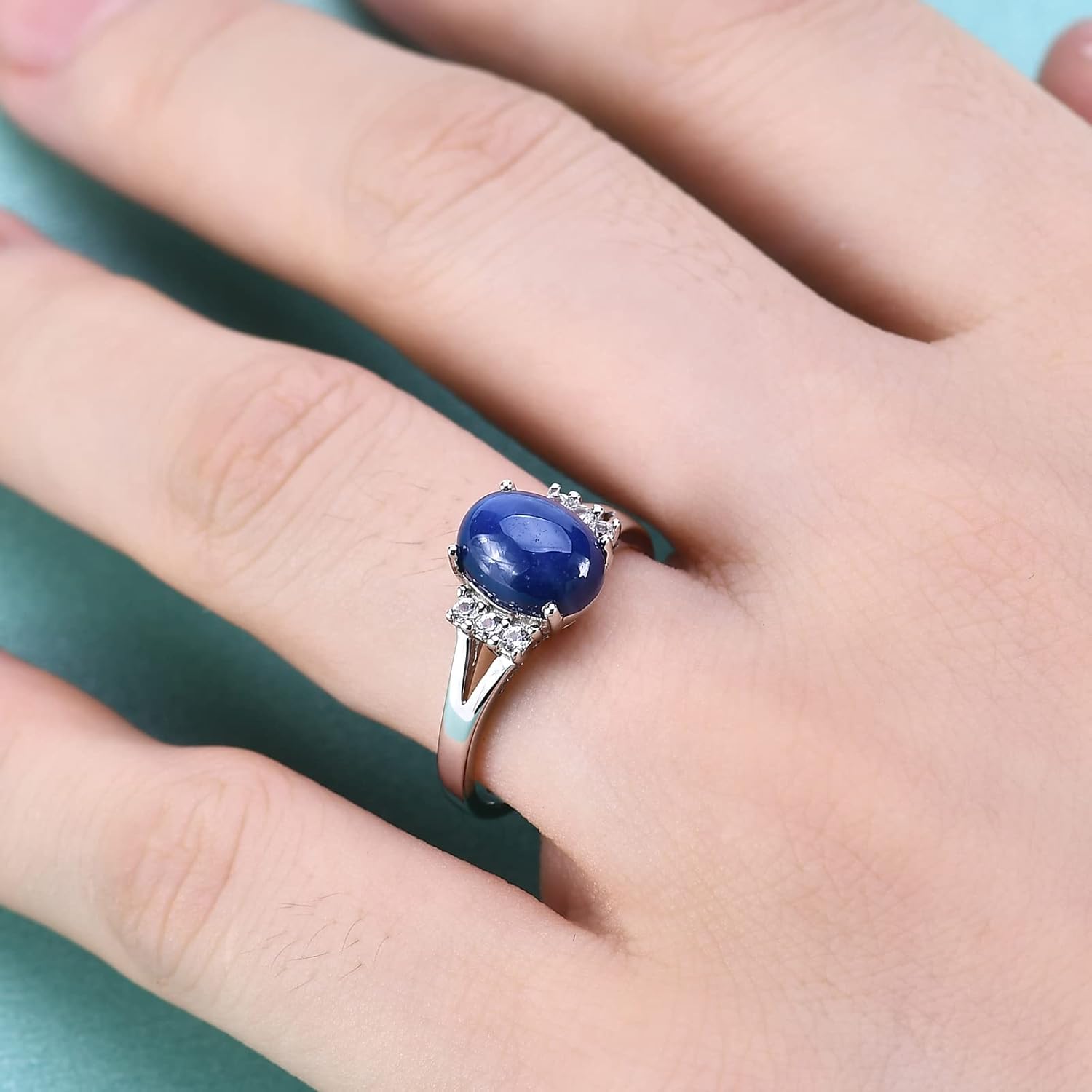 Gem's Beauty 7/9 mm | 0.28"/0.35" Lab Star Sapphire Rings Genuine 925 Sterling Silver Handmade Ring Birthstone Rings Engagement Rings（size 5-10）