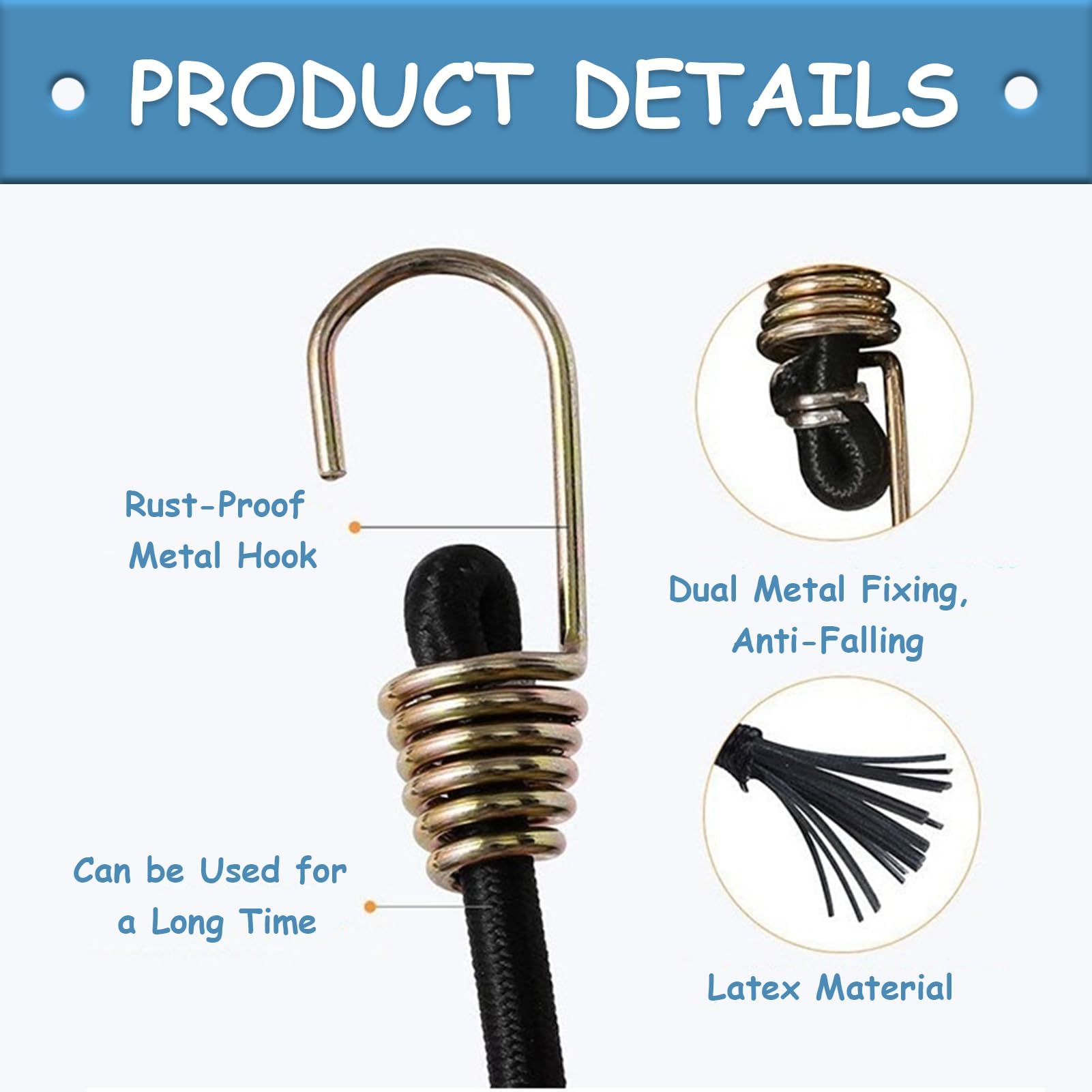 Sangle Élastique 25 Cm Pour Bâche, Camping, Bagages