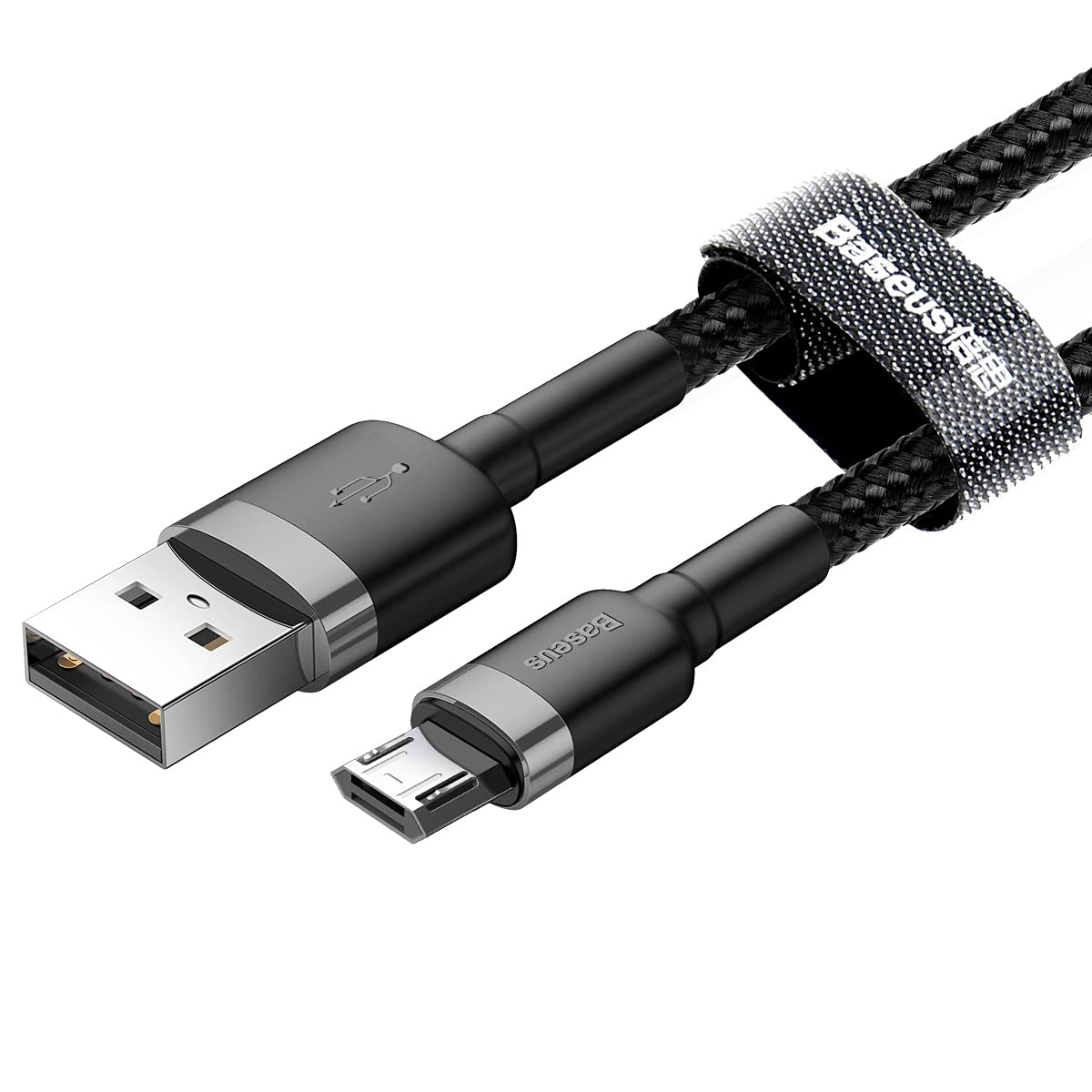 Baseus Cafule Serisi, Şarj & Data Aktarım Kablosu, Gri - Siyah, 1 m, 2.4 A, USB Type A & Micro USB