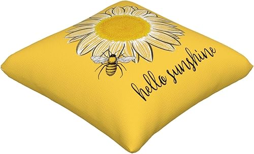Miniatura 2 de Hello Sunshine - Fundas de almohada decorativas de verano, diseño de abeja de girasol, granja, fundas de almohada cuadradas amarillas para patio,