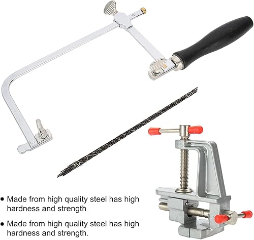 Miniatura 3 de Jewelers - Kit de herramientas de mango de sierra para metales, marco de sierra de arco de sierra de 12 cuchillas y mini tornillo de banco con