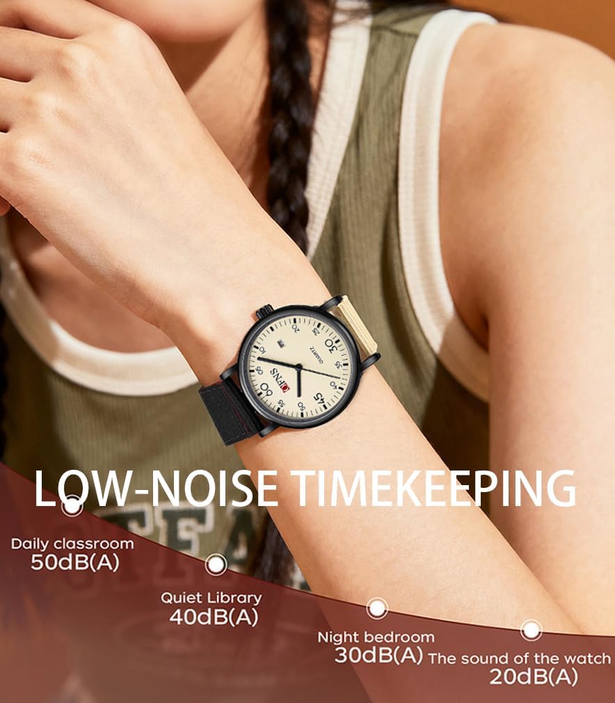 Ultra Thin Lightweight 37g Watch for Men Women Large Digital Dial Analog Quartz Watch with Date Window 3ATM Waterproof Nylon Strap Casual Wristwatch