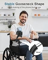 Vista 4 de Soporte de teléfono con cuello de cisne para silla de ruedas, cochecito, barco, cinta de correr, bicicleta giratoria, soporte de micrófono