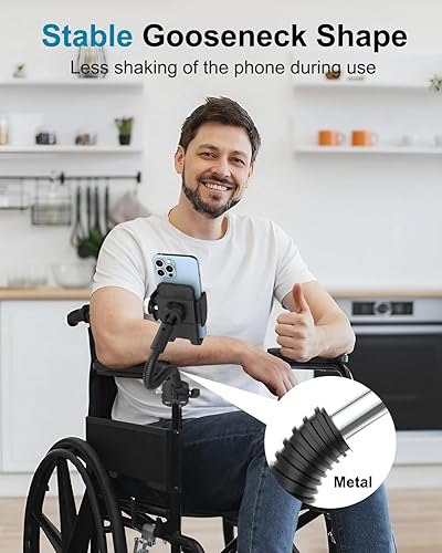 Miniatura 4 de Soporte de teléfono con cuello de cisne para silla de ruedas, cochecito, barco, cinta de correr, bicicleta giratoria, soporte de micrófono,