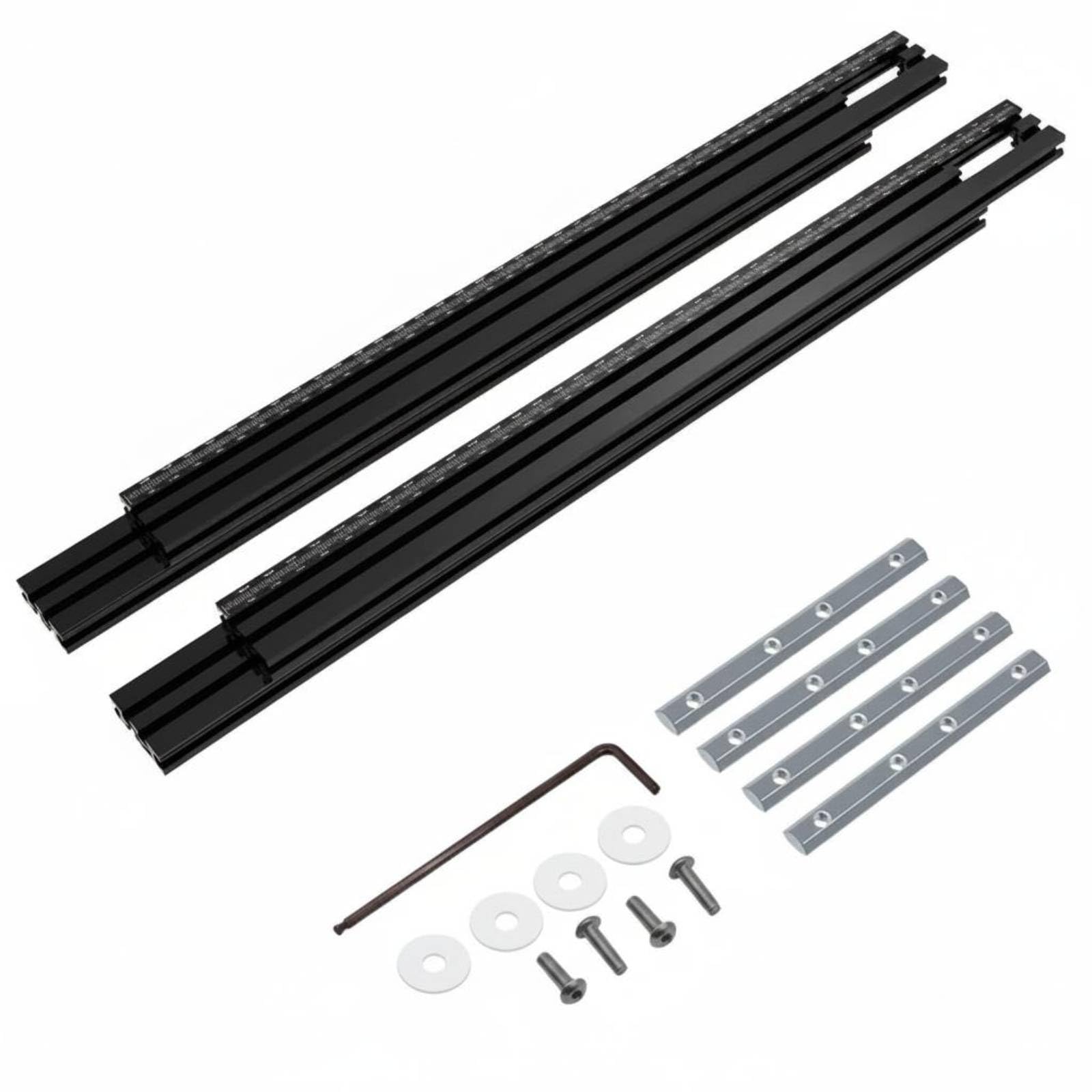 ATORSE Measurement Markings Routing Guide Rails Metal Cutting Guide Rails Mounting Hardware Tool Accessory Black for Woodworkers, Workshop, Black 600MM-picture-30