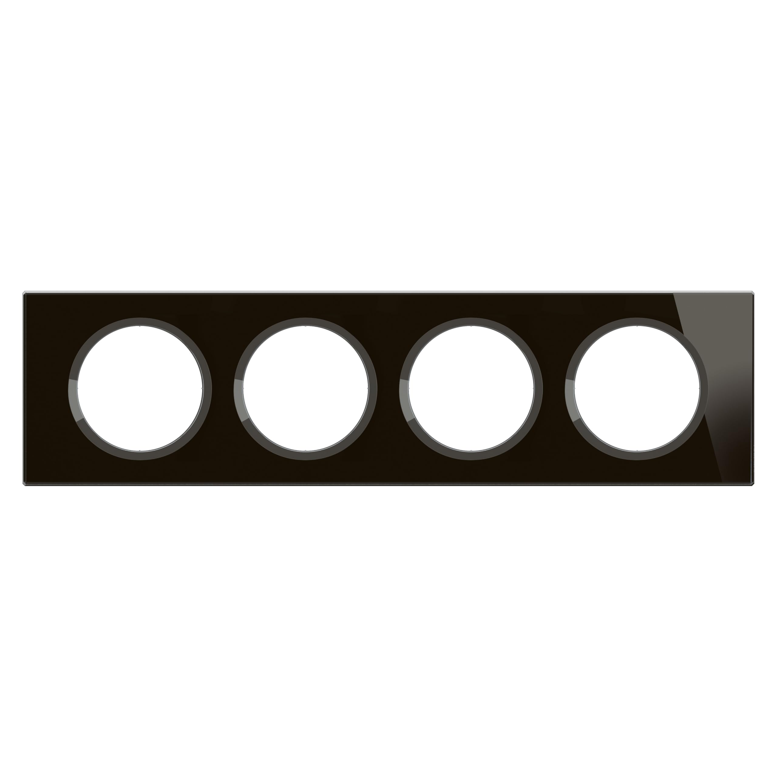 LEGRAND - Plaque Céliane - Plaque de Finition pour Prises et Interrupteurs Céliane - 4 postes - Verre Onyx noir