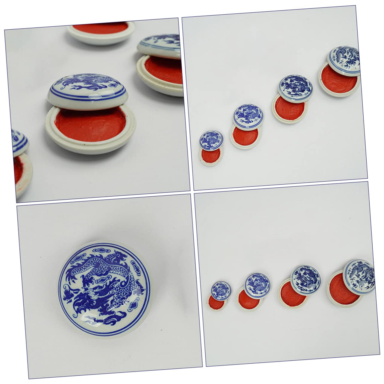 STOBOK Tampone di Inchiostro Stile Cinese per Calligrafia Motivo Drago in Ceramica, Alta Cromaticità e Sigillatura Uniforme per Creazioni Artigianali e Decorazioni di Carte, Confezione