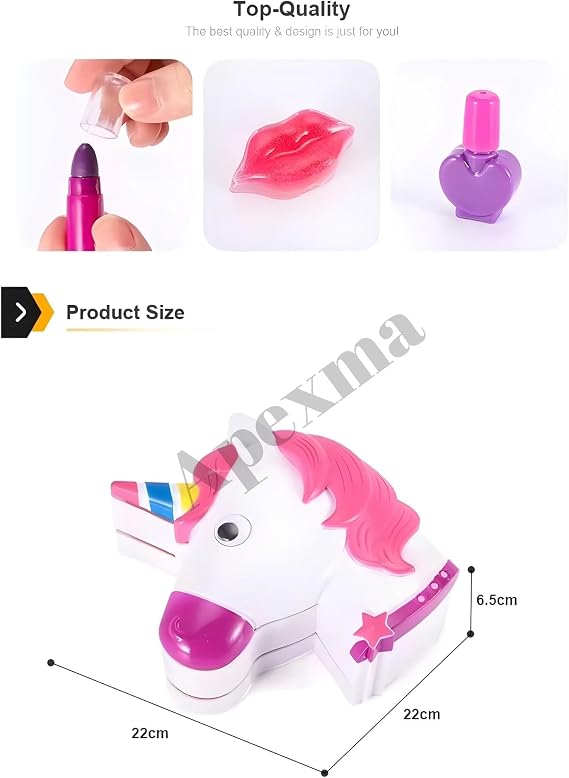 Spreadable Unicorn Shaped 3 Tiers Makeup Set Toy Cosmetic Supplies for Girls