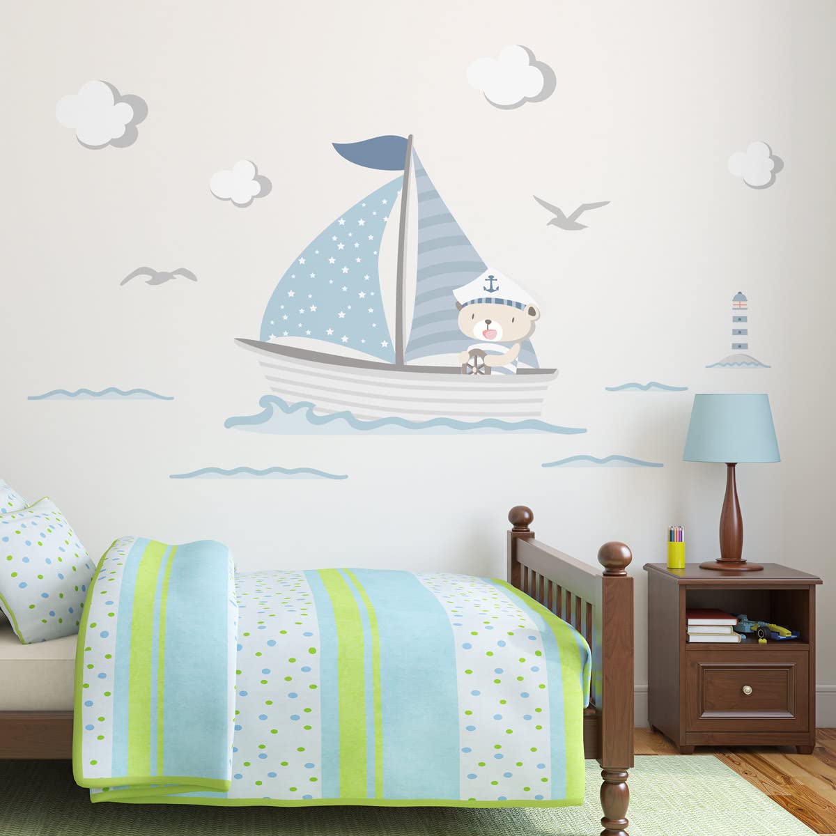 Bear on Boat Stickers, Model 4, 60x70cm - Image 4