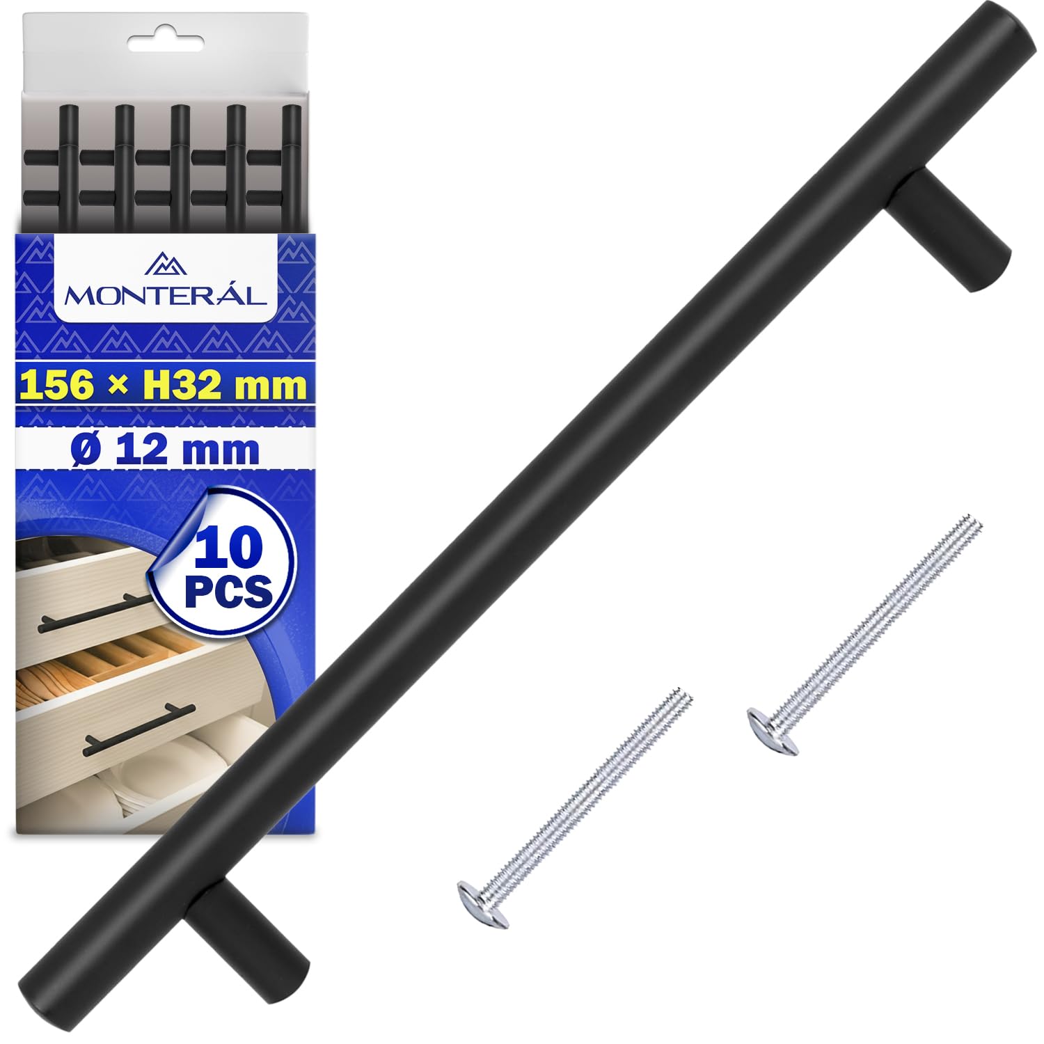 Tiradores de cocina MONTERAL de 96 mm para sustituir pomos antiguos por un estilo negro moderno
