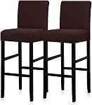 Lellen Bar Couvertures de tabouret Set de 2, étirements de bar Couverture de chaise de tatouage amovibles Couvres de bar Slipcovers de chaise à manger Couvre-bars de dos court Couverture pour café Cuisine Salle à manger île (Khaki)