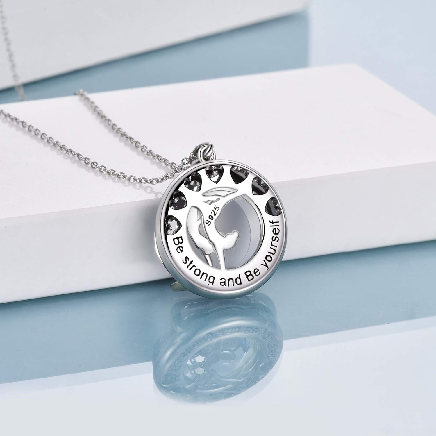 POPLYKE Sports Gifts for Girls Sterling Silver Gymnastics/Ballerina/Piano/Reading Heart-Shaped Pendant Necklace for Women