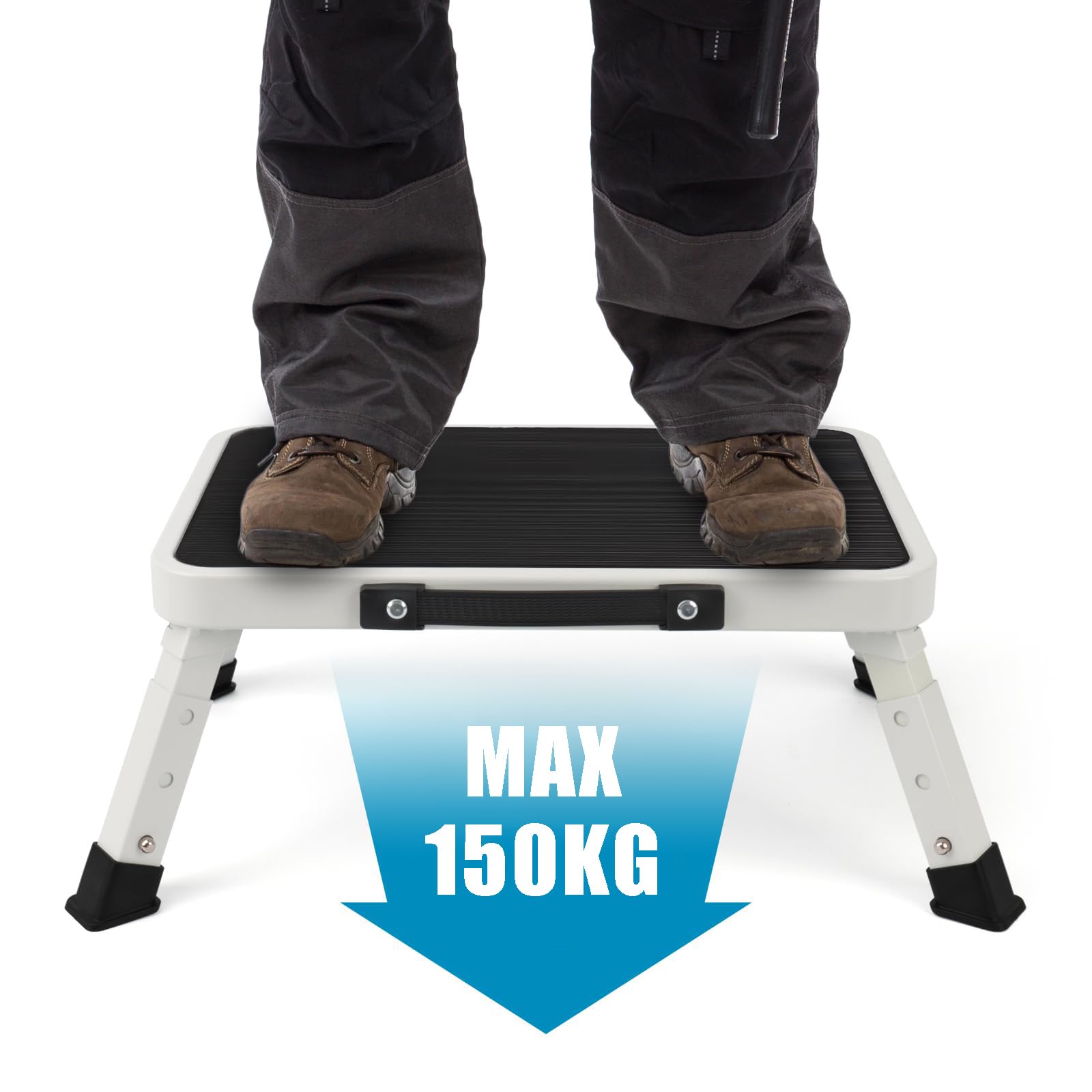 Cobenga 3-Level Height Adjustable Folding Step Stool, Anti-Slip Platform, Rubber Feet, Portable One Step Ladder for Caravan Motorhome SUV Camping Bus and Home Footstool with Luminous Film - Image 3