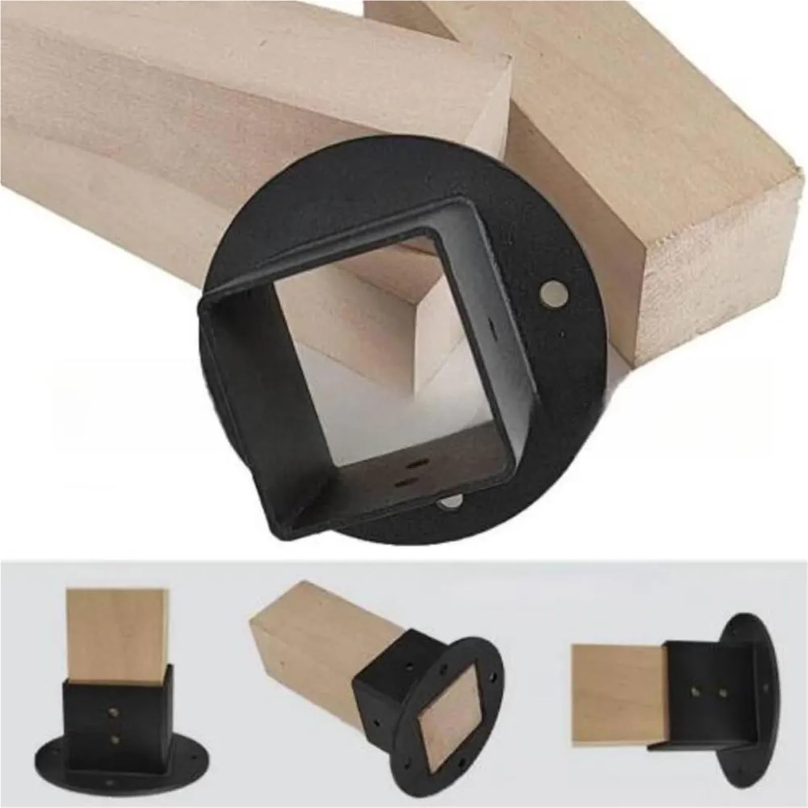 Kit di supporto per base in metallo, 2 pezzi, colonna di flan per pavimento, ancoraggio quadrato, palo per recinzione, robusto muro nero per pali in legno per uso esterno, facile installazione