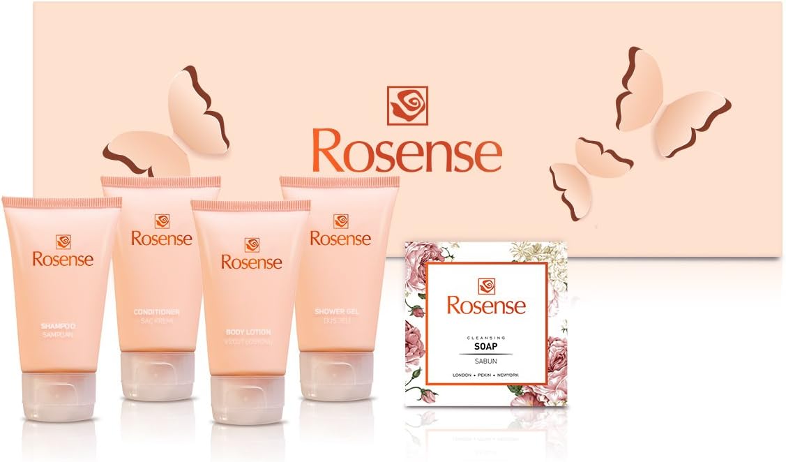 Rosense Spa Gift Set with Natural Turkish Rose Flowers - Bath and Body Gift Box