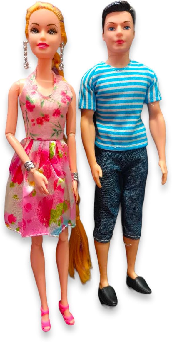 Barodian's 2 Happy Couple Dolls for Kids - Multicolor, Foldable Arms & Legs, Plastic Toy Figures