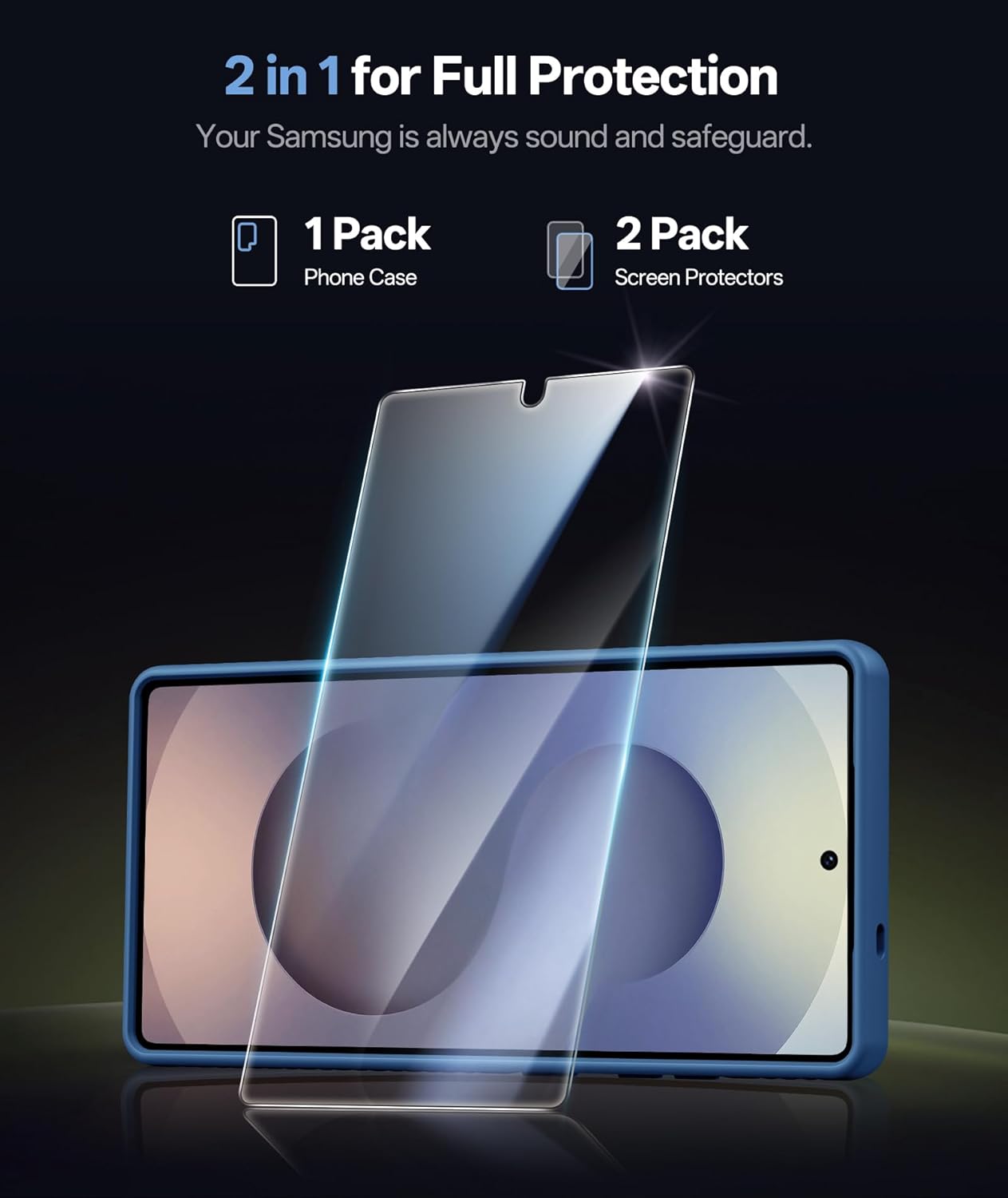 for Samsung Galaxy S25 Ultra Case Wallet with Stand, Built-in [2 Pack] Screen Protector & Card Holder & Camera Cover, Military Grade Drop Protection Phone Case for S25 Ultra 6.9" 2025, Blue