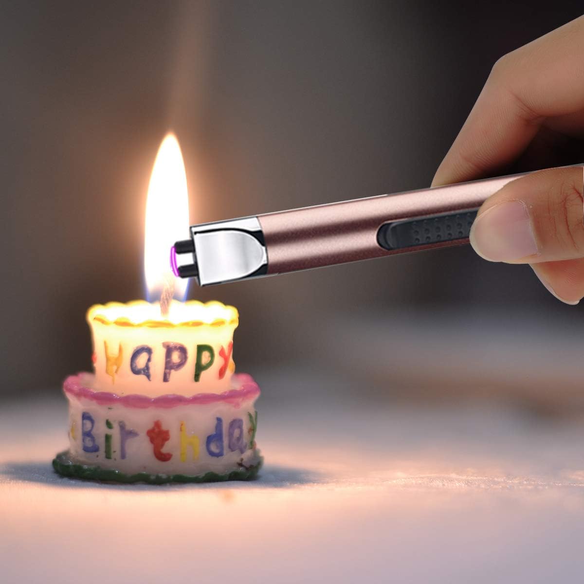 Leejie Candle Lighter Electric Arc Lighter Rechargeable USB Lighter Flameless Grill Lighter Long for Candle BBQ Camping Cooking (Rose Gold) : Health & Household