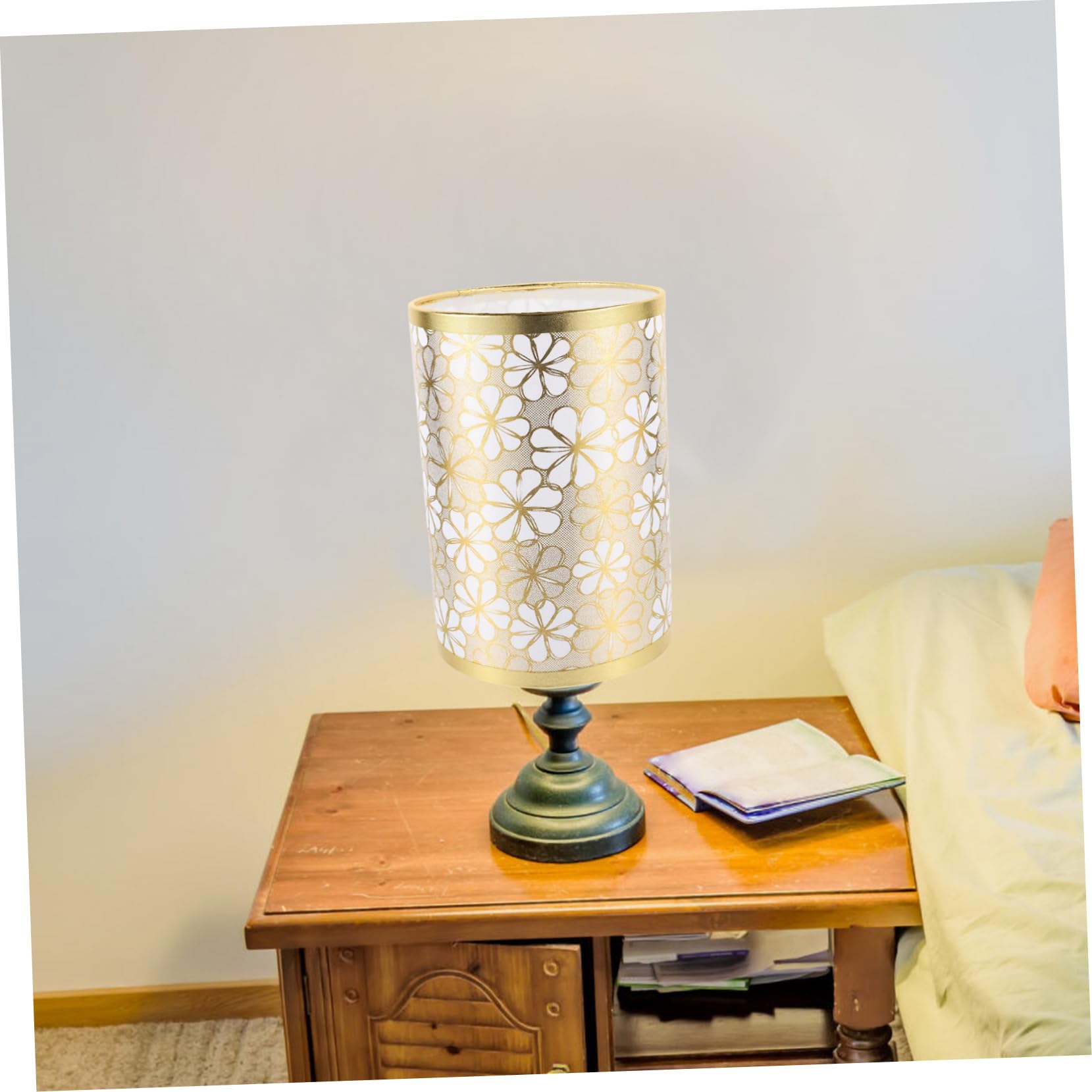 Mikikit Flower Lamp Shade Cover 5.51 Inch Table Lamp Shade Replacement Fabric Lampshade for Indoor Lighting with Simple Floral Design Easy Installation - Image 3