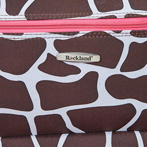 Rockland Fashion Softside Upright Luggage Set, Telescoping Handles, Pink Giraffe, 4-Piece (14/19/24/28)