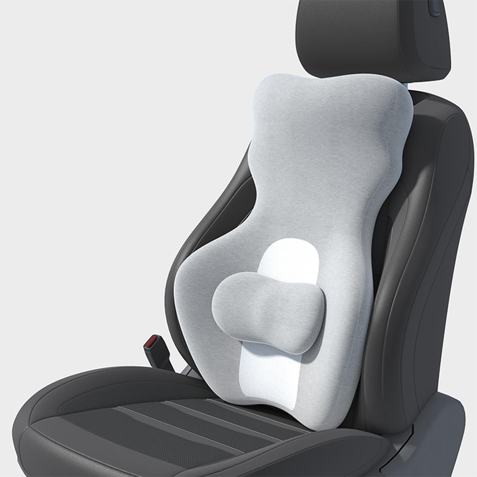 Coussin de Soutien Lombaire Ergonomique, Coussin de Chaise Bureau et Gaming, Taille Compacte 65x44x14 cm, Gris Clair
