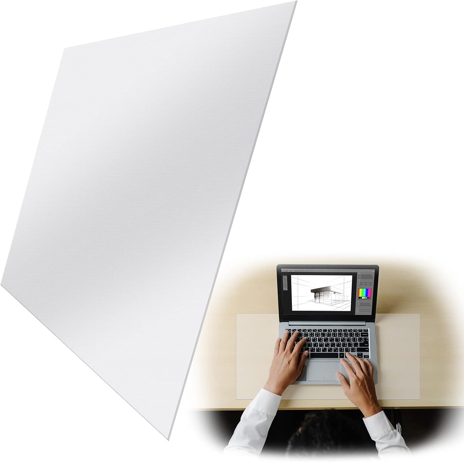 36 x 20 Inch Tempered Glass Desk Mat with Non Slip