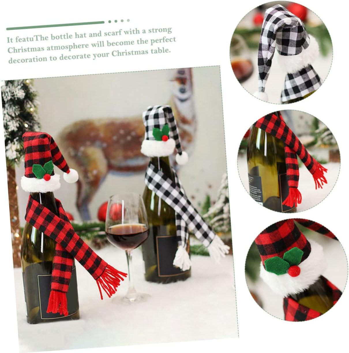 Xmas Wine Bottle Cover 2 Sets Cloth Christmas Decor for Party