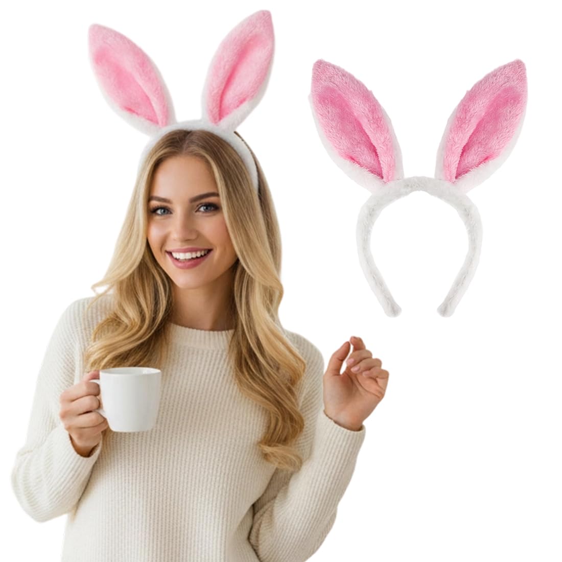 Serre-tête Lapin, Accessoire de Pâques, Déguisement de Carnaval pour Femmes et Enfants, Idéal pour Fêtes, Célébrations de Pâques, Spectacles et Photos de Famille Festives